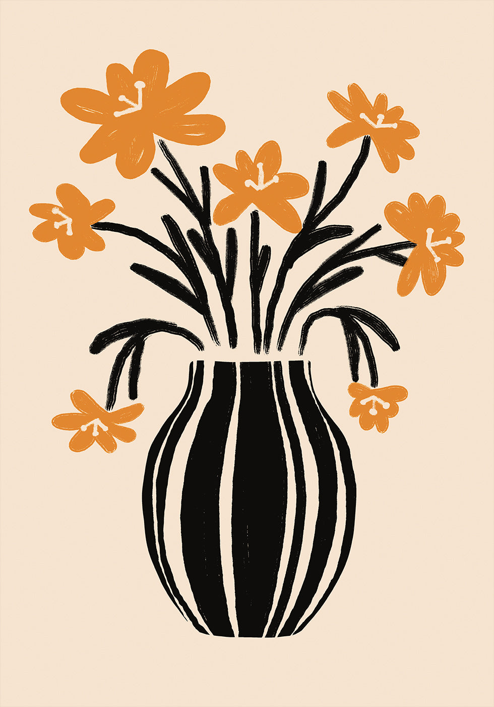 Orange Vase Flowers Plakat