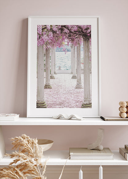 Pillars and Wisteria Flowers Plakat