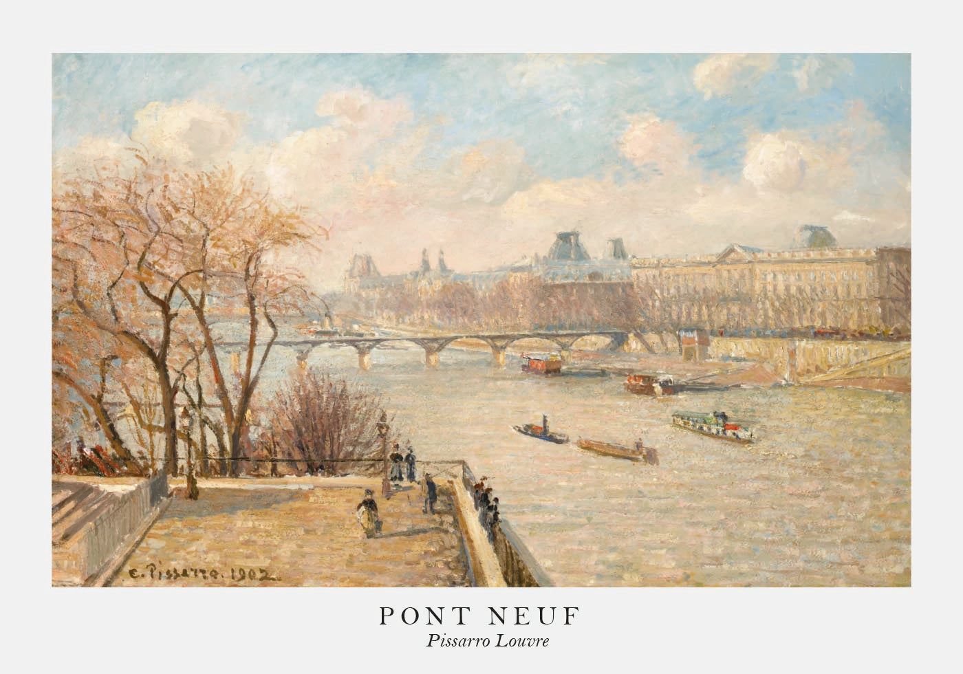 Pissarro Louvre From Pont Neuf Plakat