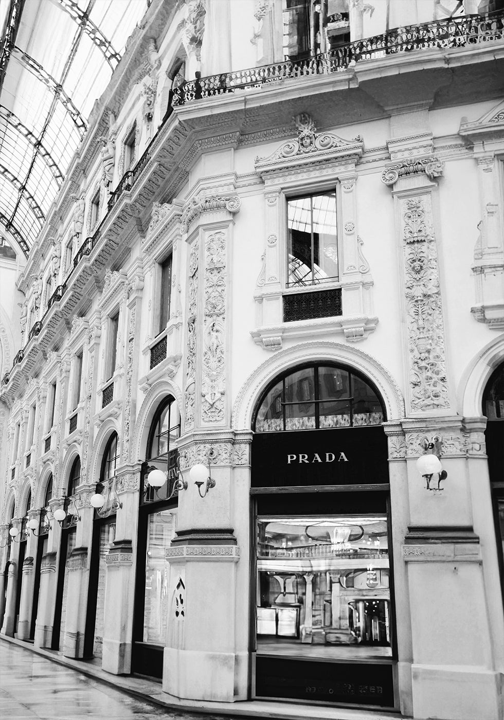 Prada Milan Boutique Black & White Plakat