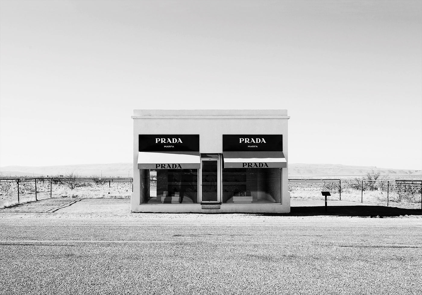 Prada Marfa Texas B&W Plakat