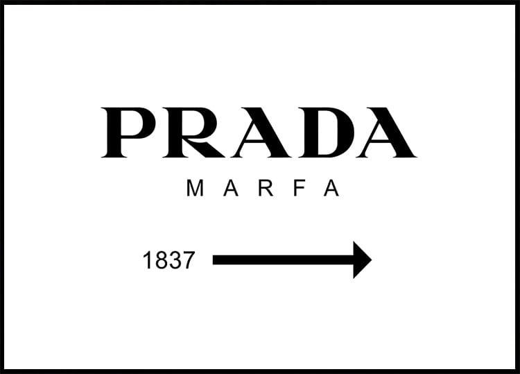 Prada Marfa Minimalist Plakat - Posterbox.dk