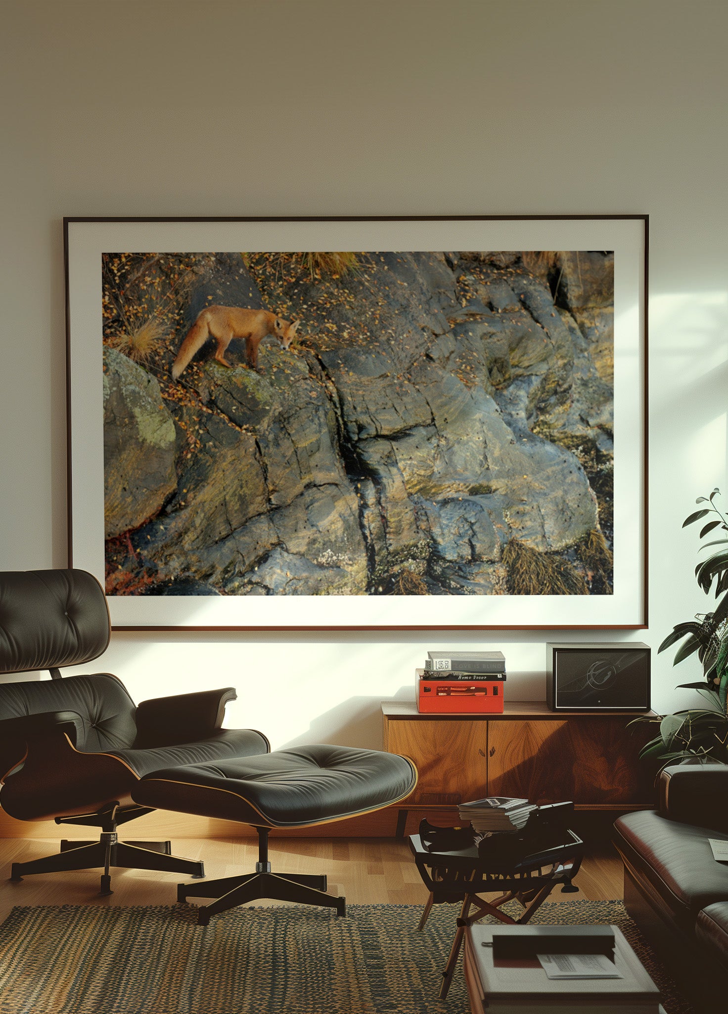 Red Fox On Autumn Rocks