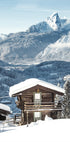 Quaint Snowy Cabin in Alpine Landscape Plakat - Posterbox.dk