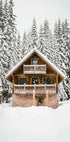 Cozy Wooden Cabin in Snowy Mountains Plakat - Posterbox.dk