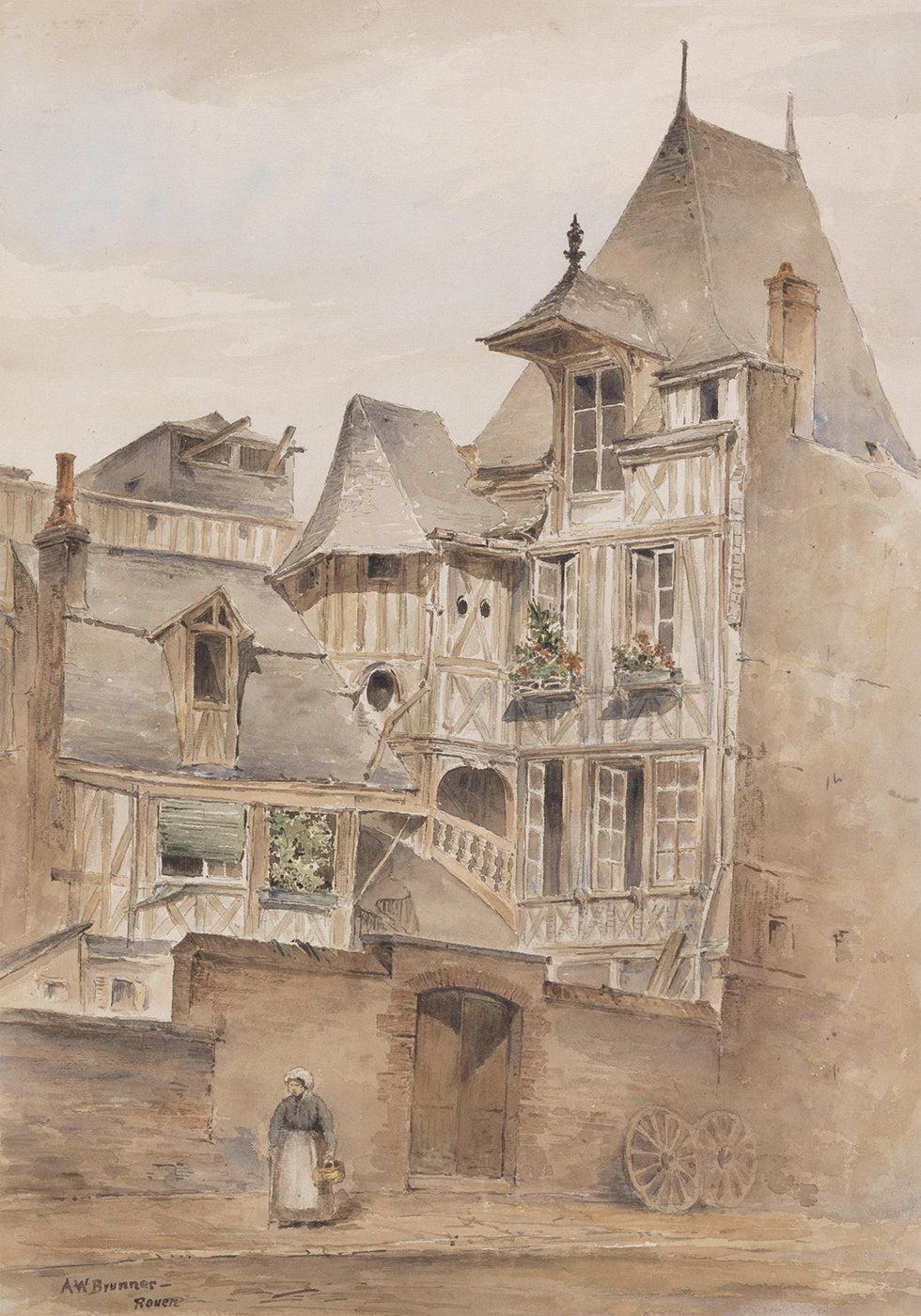 Street Scene With Medieval Houses By Arnold W. Brunner Plakat - Posterbox.dk
