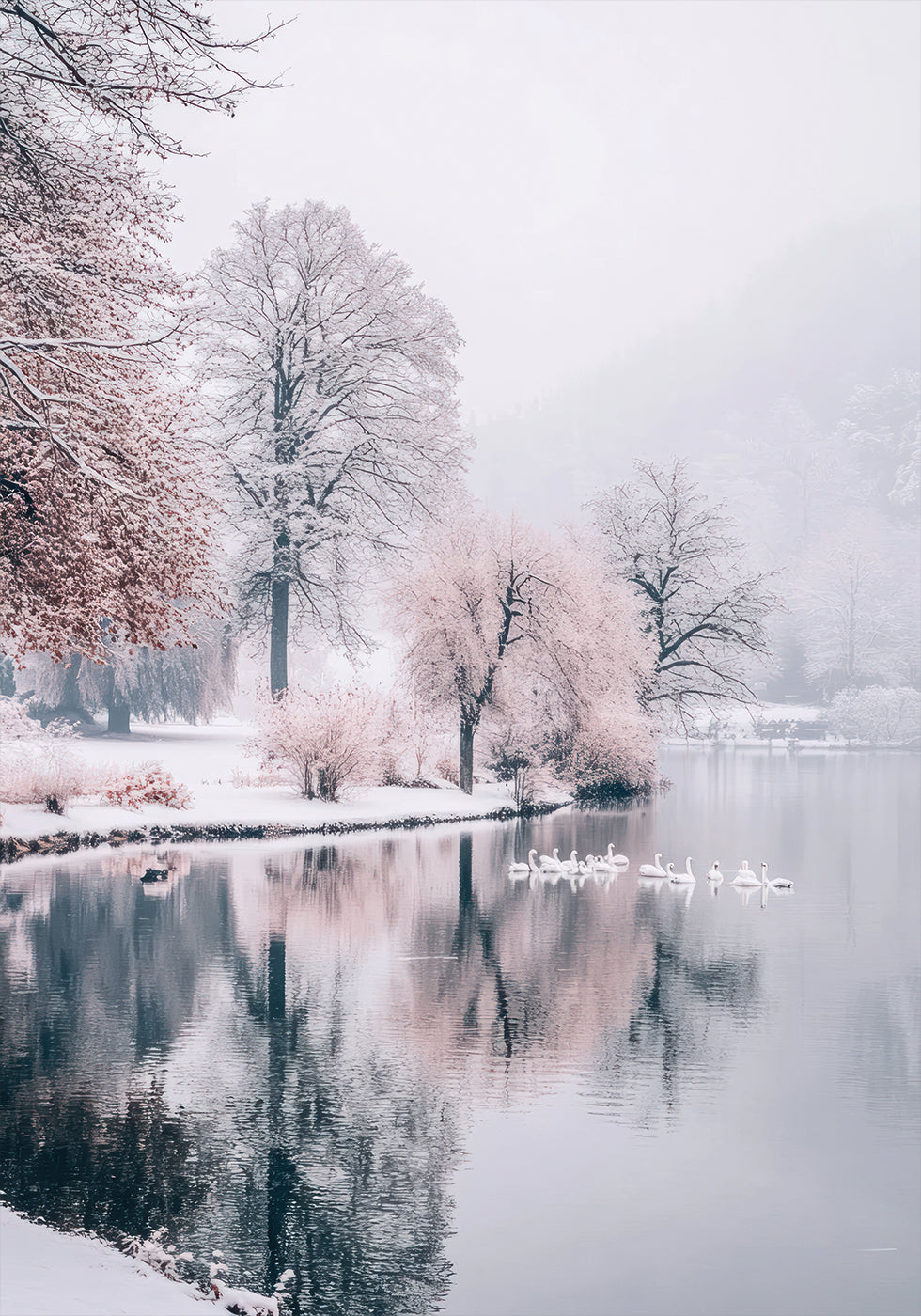 Swans on a Winter Lake Plakat