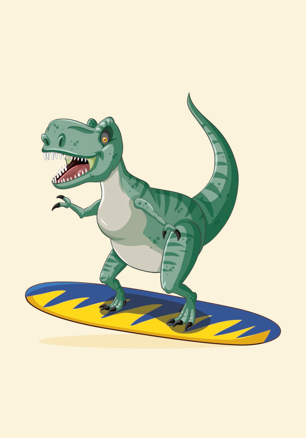 Surfing T-Rex Plakat - Posterbox.dk
