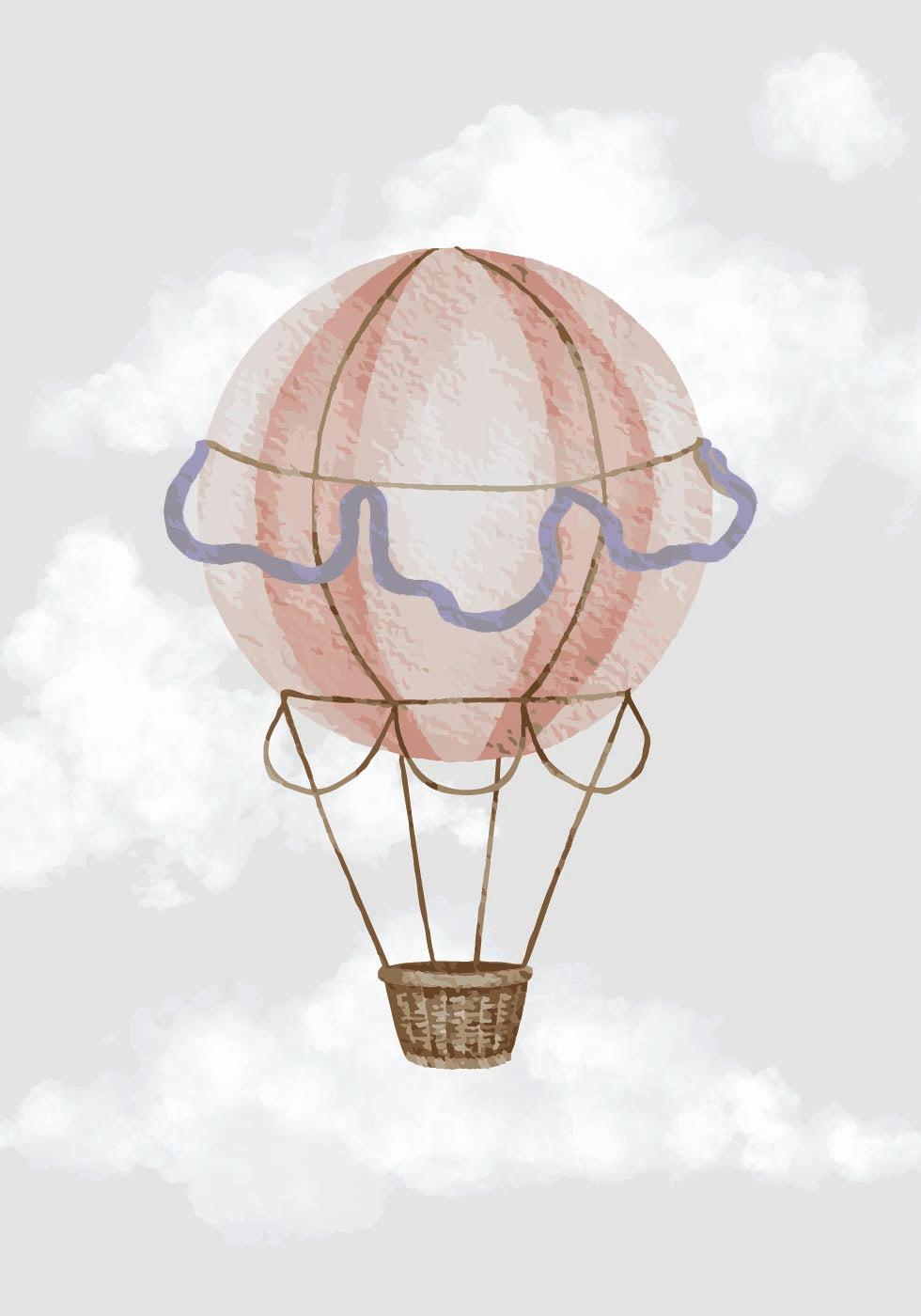 Watercolor Hot Air Balloon Plakat - Posterbox.dk