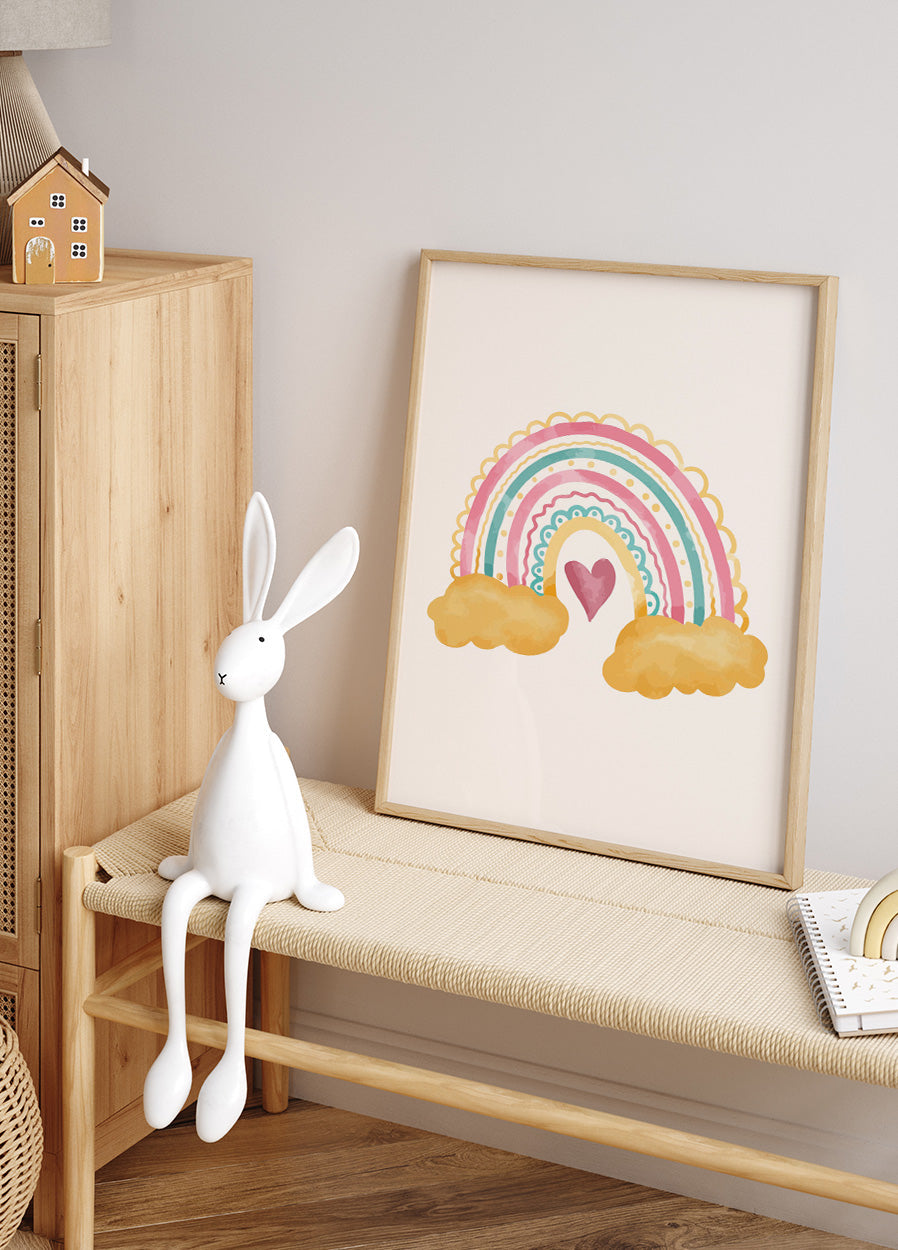 Colorful Rainbow and Heart Design Plakat - Posterbox.dk