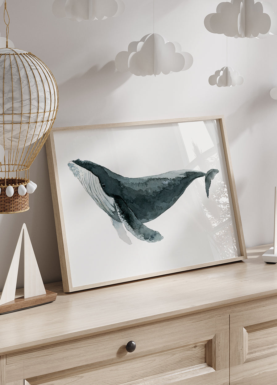 Watercolor Whale Plakat - Posterbox.dk