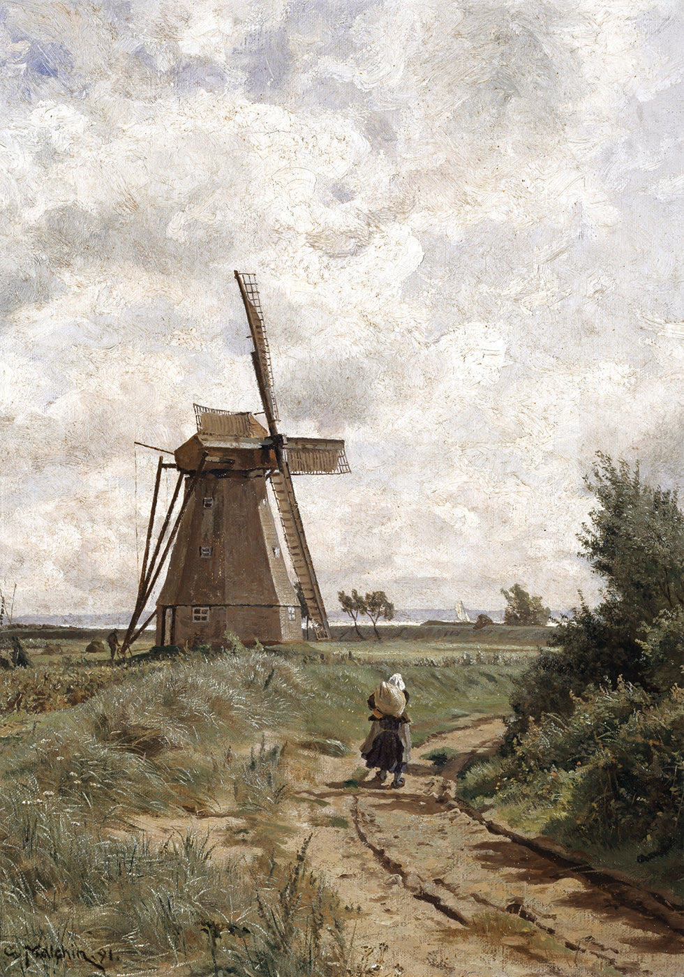 Windmühle Bei Ahrenshoop By Carl Malchin Plakat - Posterbox.dk