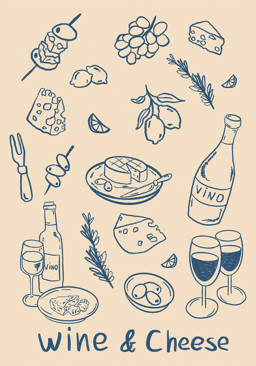 Wine & Cheese Plakat