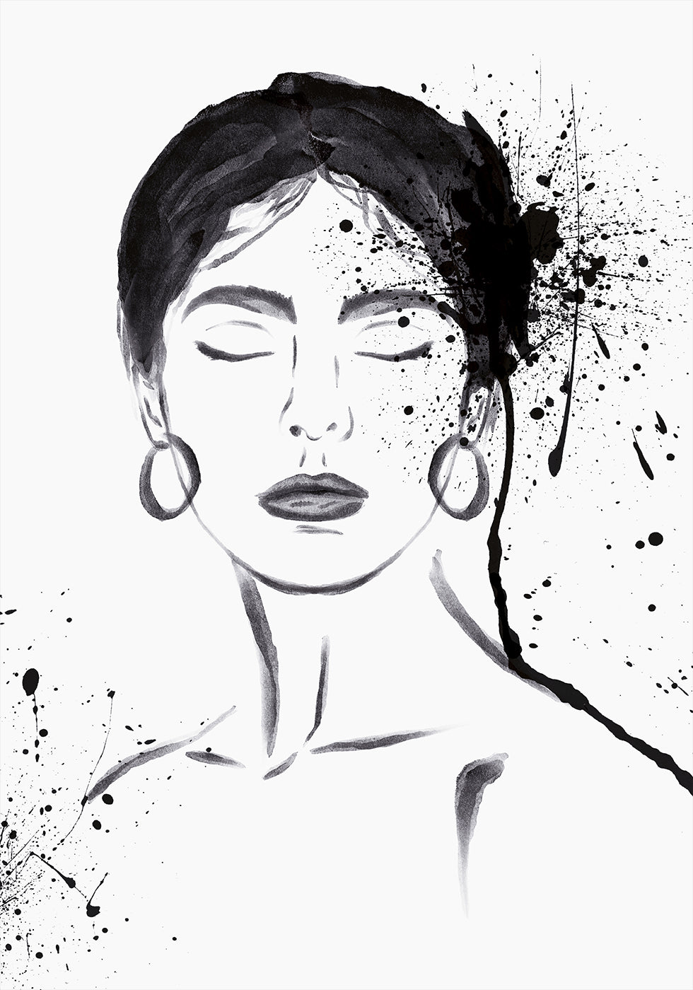Woman Ink Portrait Plakat