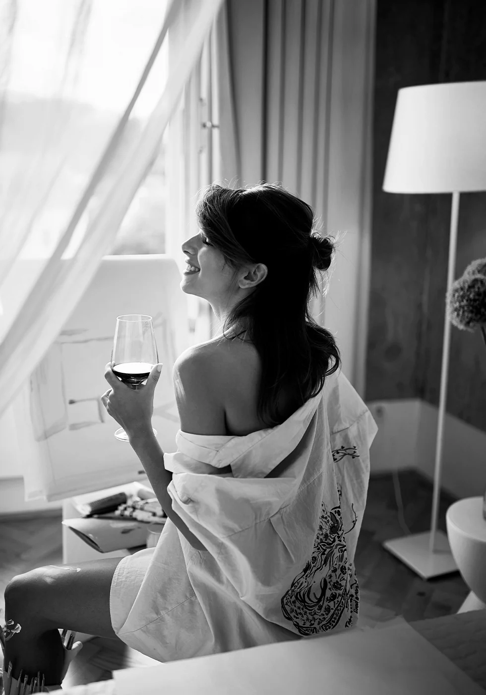 Woman Relaxing with Wine Plakat