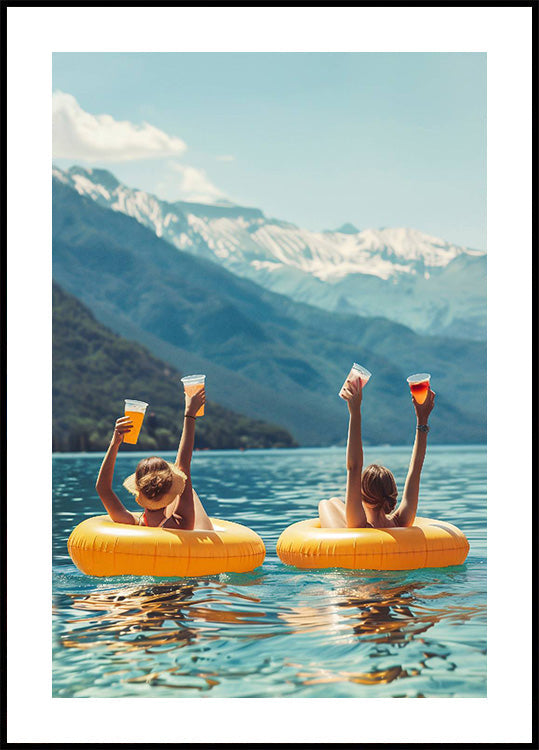 Women Drinnking On Water Lake Plakat - Posterbox.dk