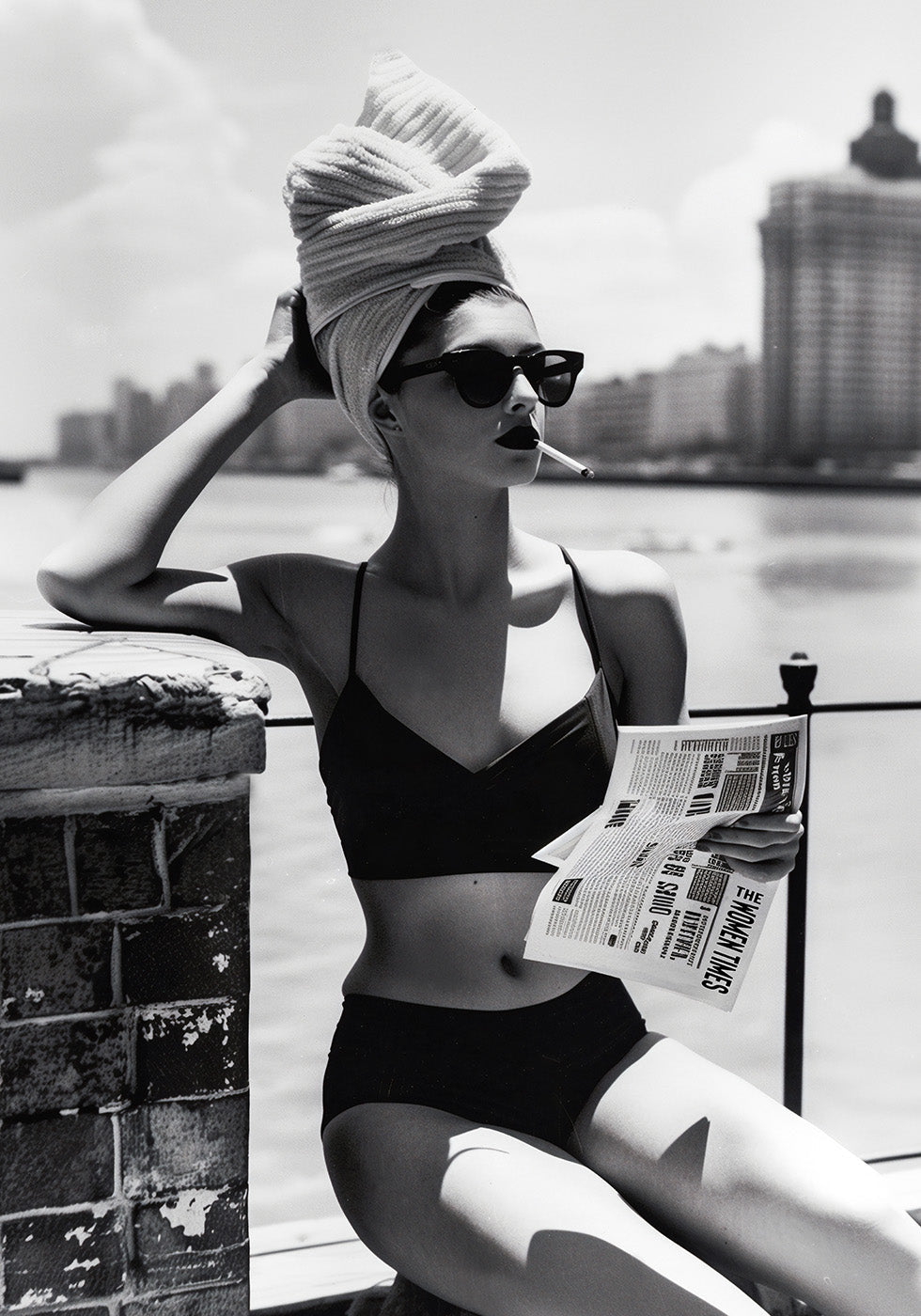 Women Reading Newspaper Print Plakat - Posterbox.dk