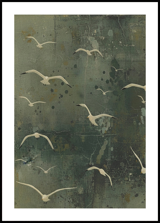 Coastal Seagull Drift Poster - Posterbox