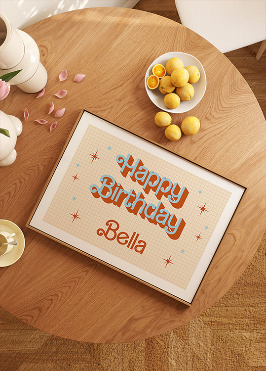 Retro Happy Birthday Personal Poster - Posterbox