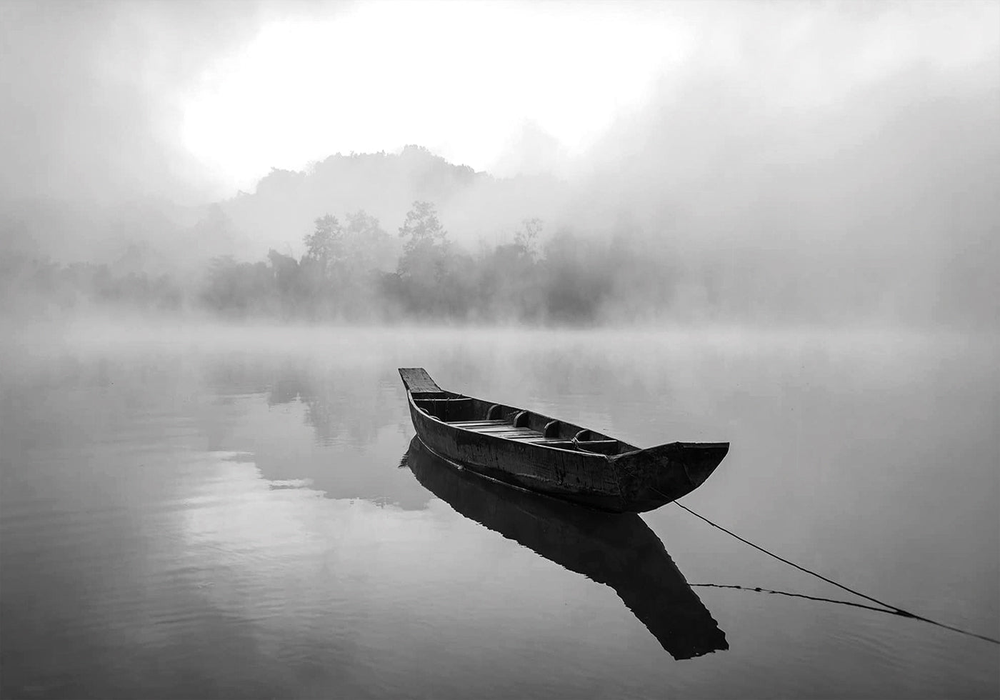 Mysterious Serenity in Foggy Waters plakat