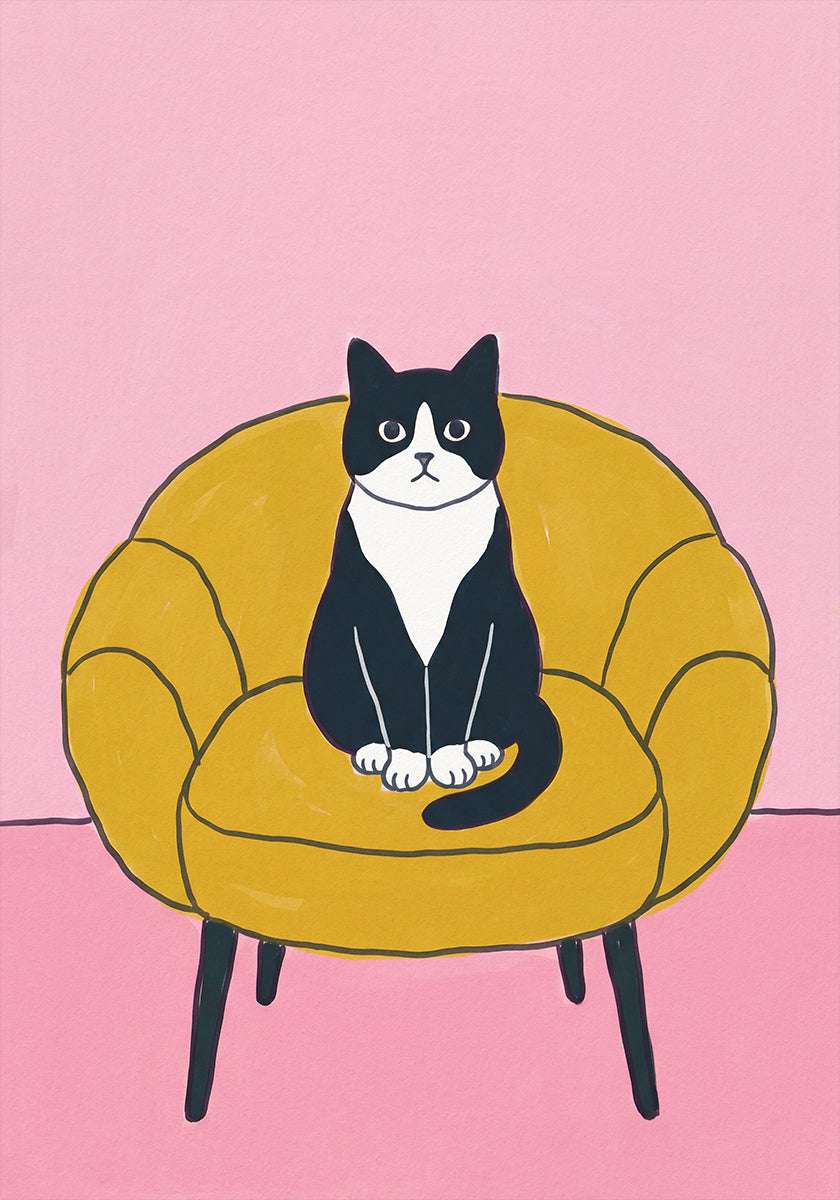 Black Cat Yellow Chair (NEW) - Posterbox