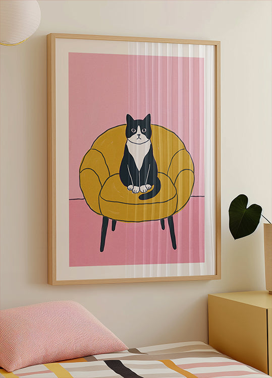 Black Cat Yellow Chair (NEW) - Posterbox