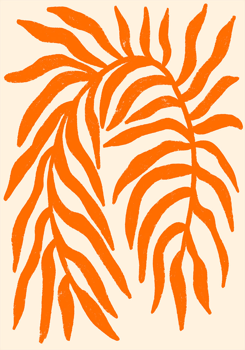 Orange Silhouette Textured Branch Plakat - Posterbox