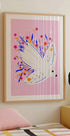 Bird in Flowers Pink illustration Plakat - Posterbox