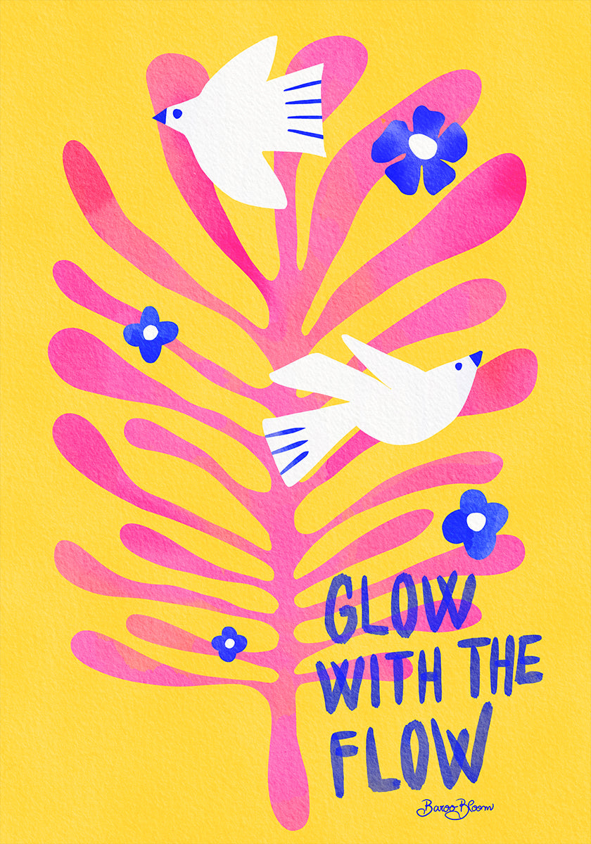 Birds - Glow with the Flow pink Plakat - Posterbox