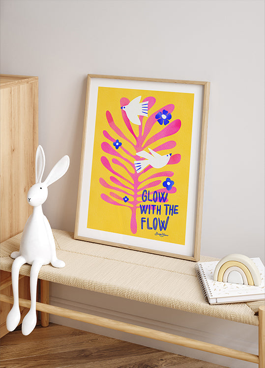 Birds - Glow with the Flow pink Plakat - Posterbox