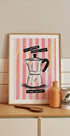 Mocca Coffee on Stripes - Hug in a Cup Plakat - Posterbox