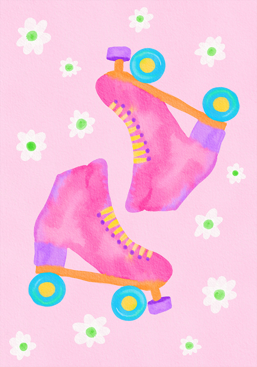 Roller Skates Pink  Plakat - Posterbox
