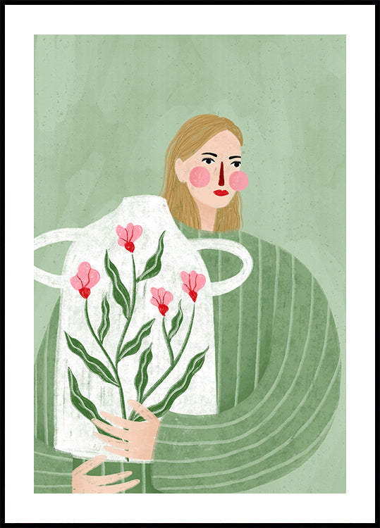 The Woman With Pink Vase Plakat - Posterbox