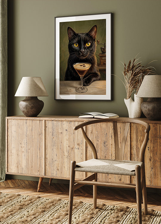 Cat with Espresso Martini Poster - Posterbox