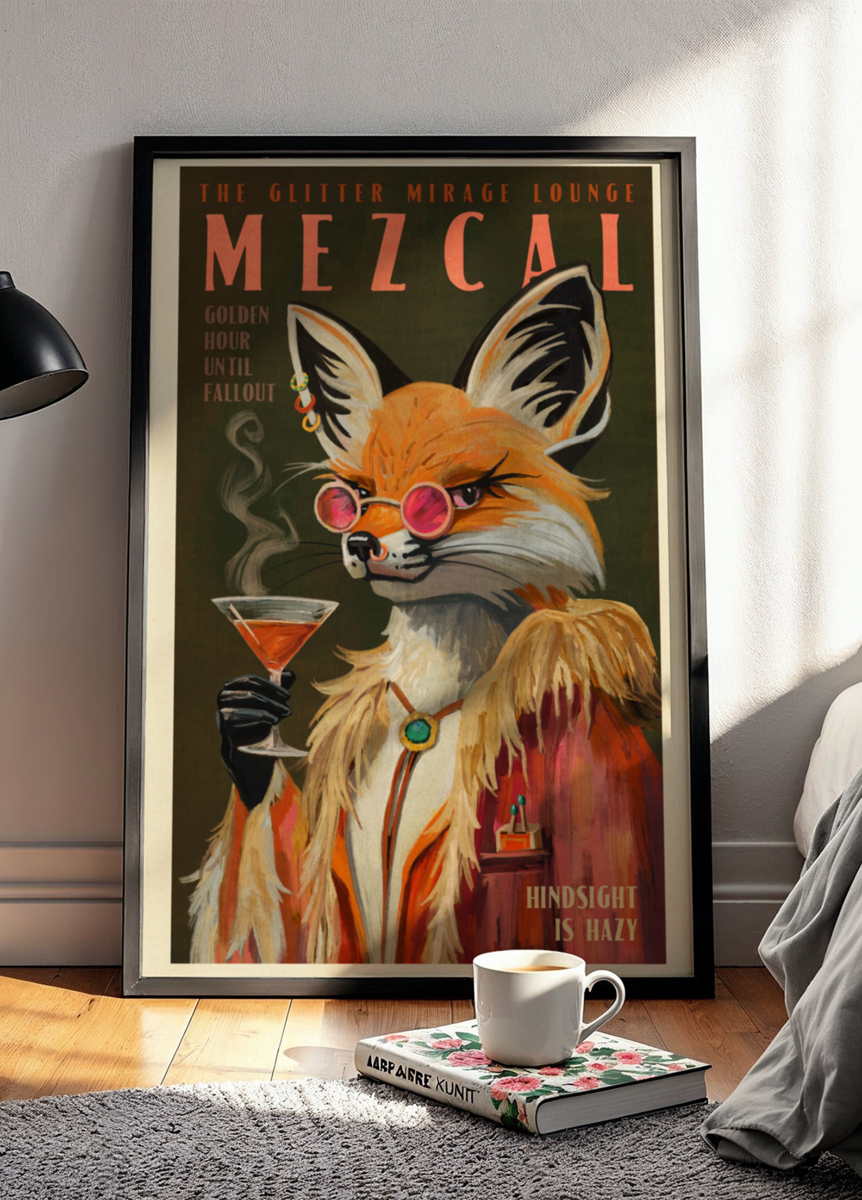 Mezcal Fox Print. Vintage Alcohol Posters &amp; Cocktail Decor