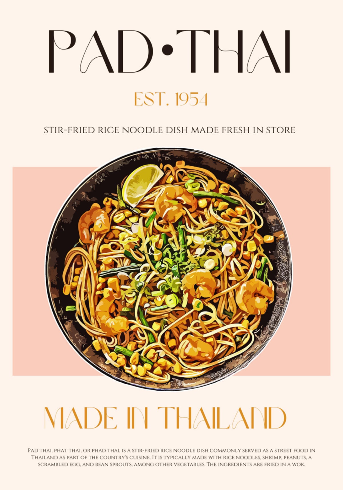 Classic Pad Thai Noodles - Posterbox