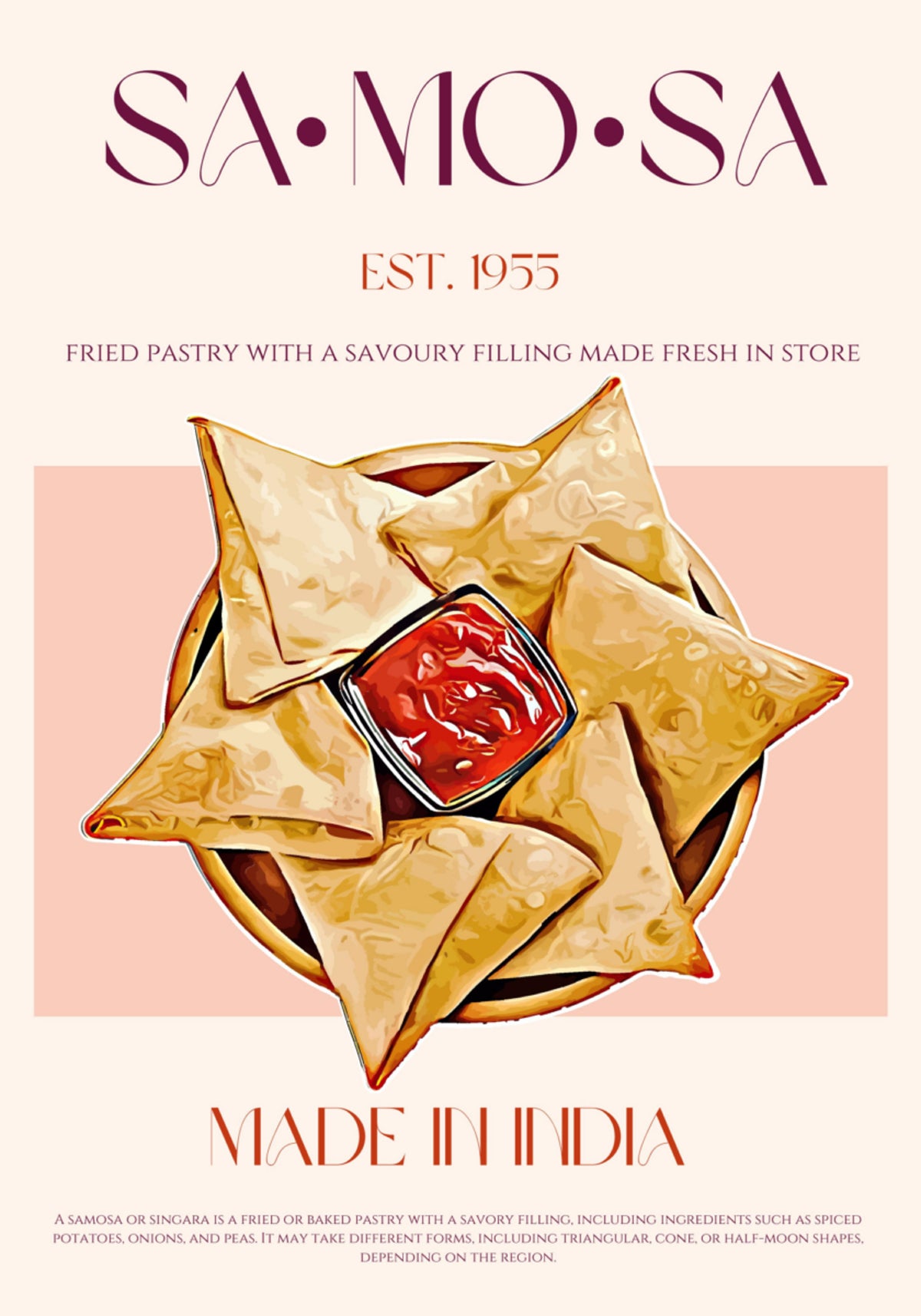 Golden Samosas with Dip - Posterbox