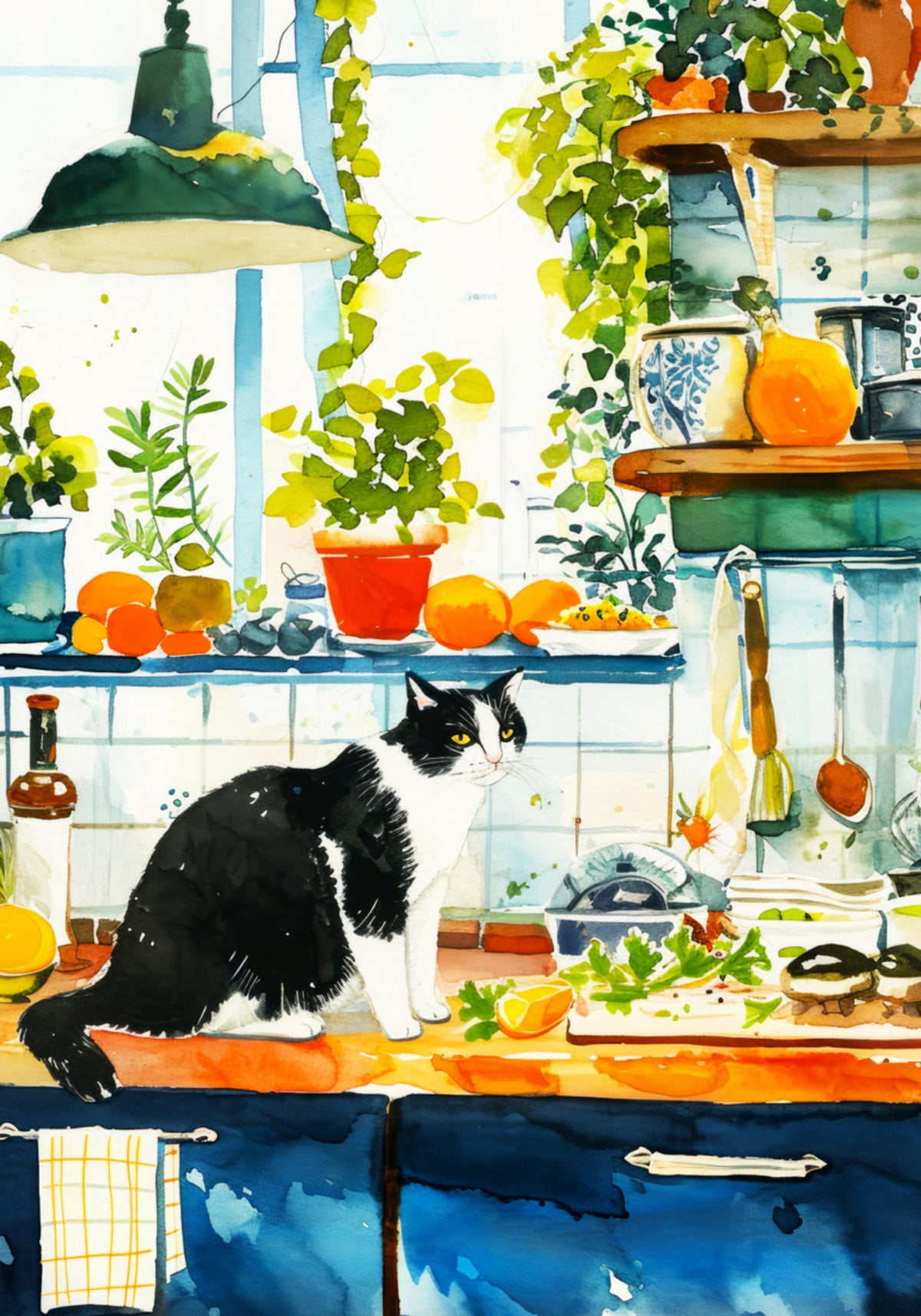 Cozy Kitchen Cat - Posterbox