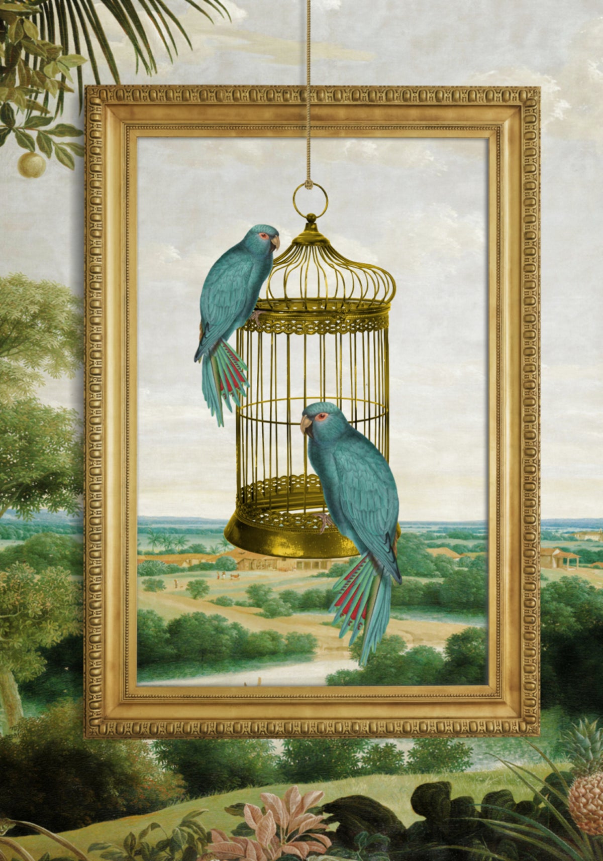 Blue Parrots Golden Cage