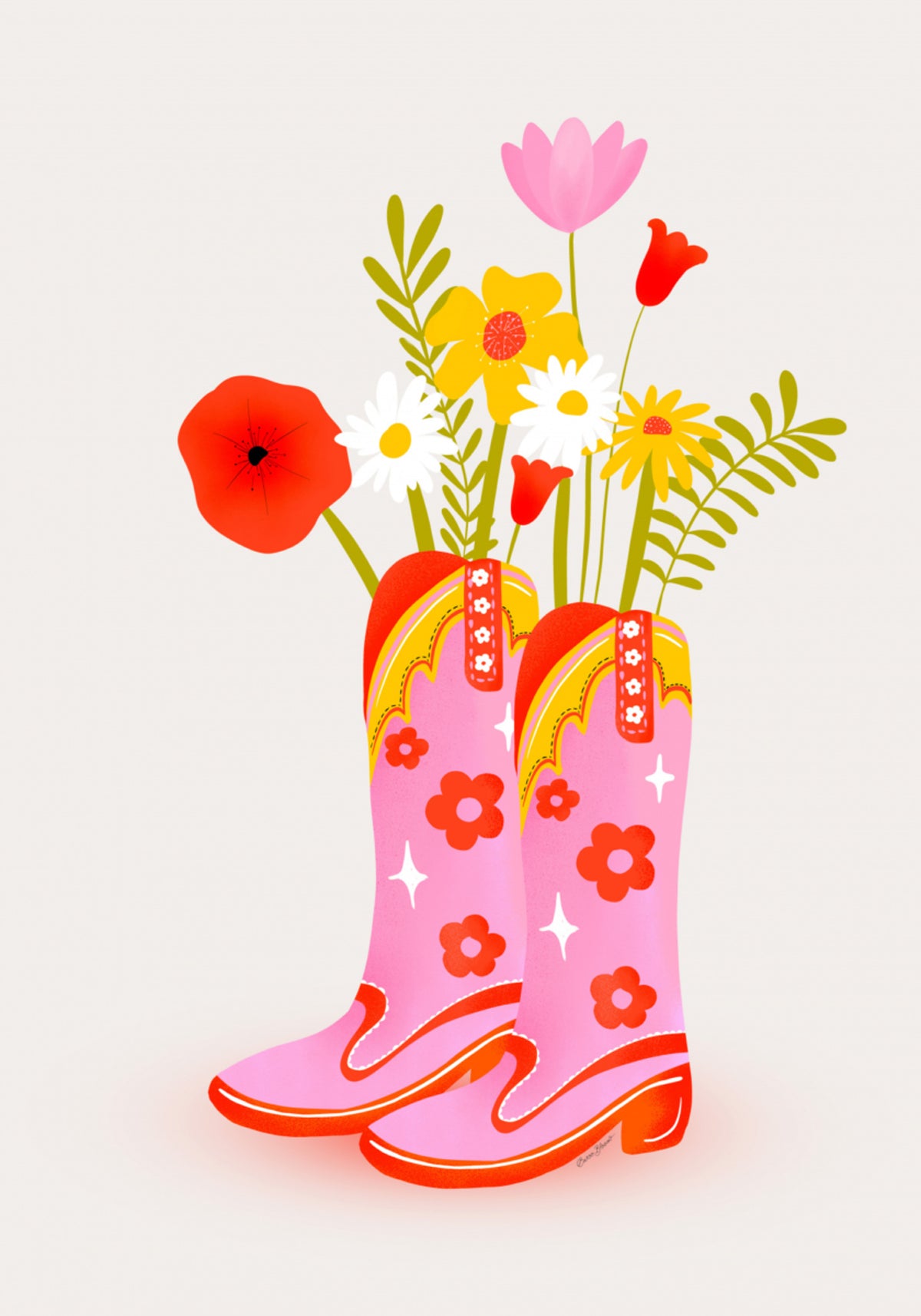 Pink Cowboy Boots Flowers
