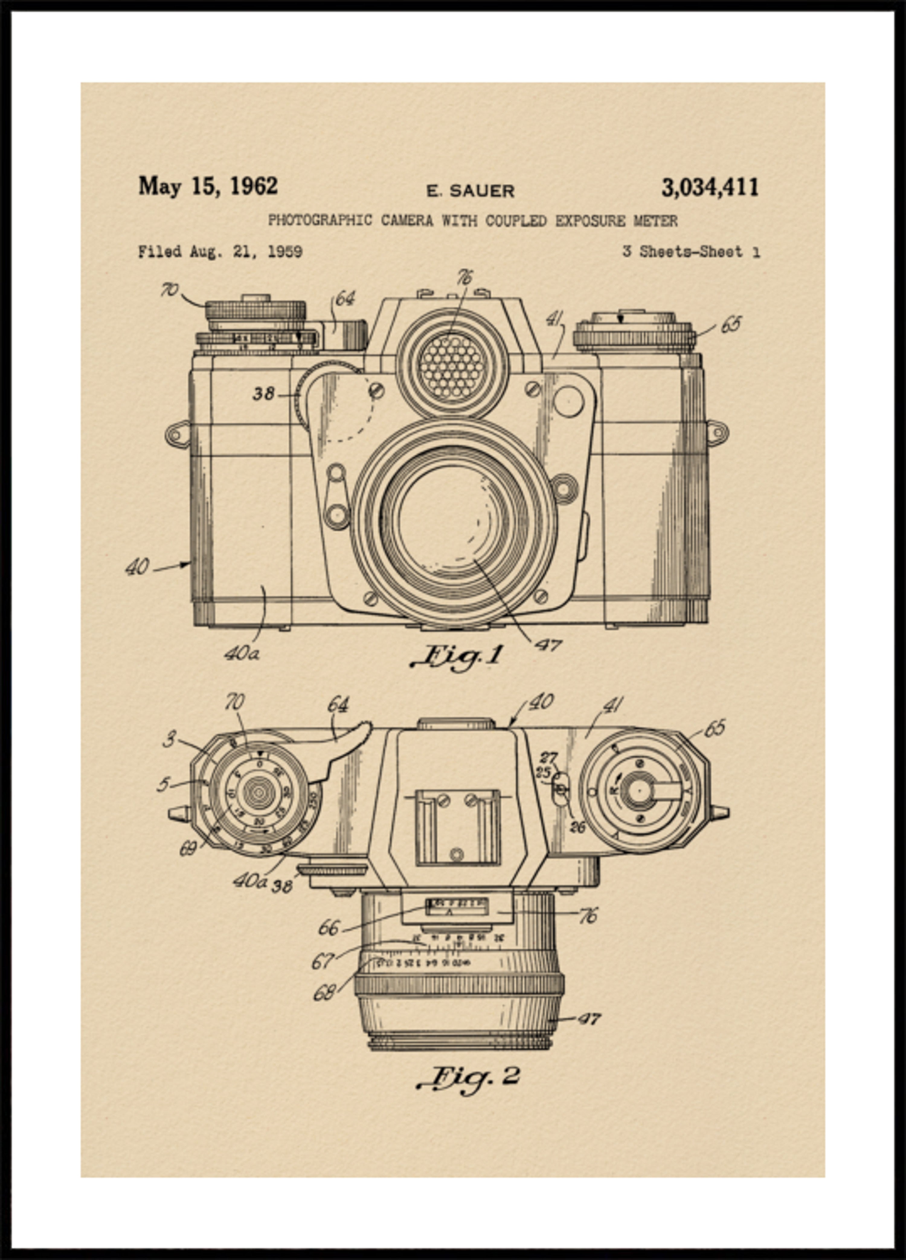 Vintage Camera Patent Drawing