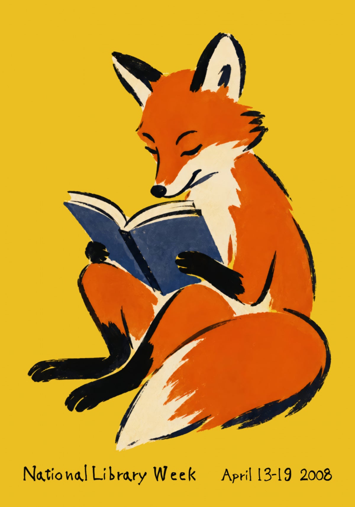 Cozy Fox Reading Book - Posterbox