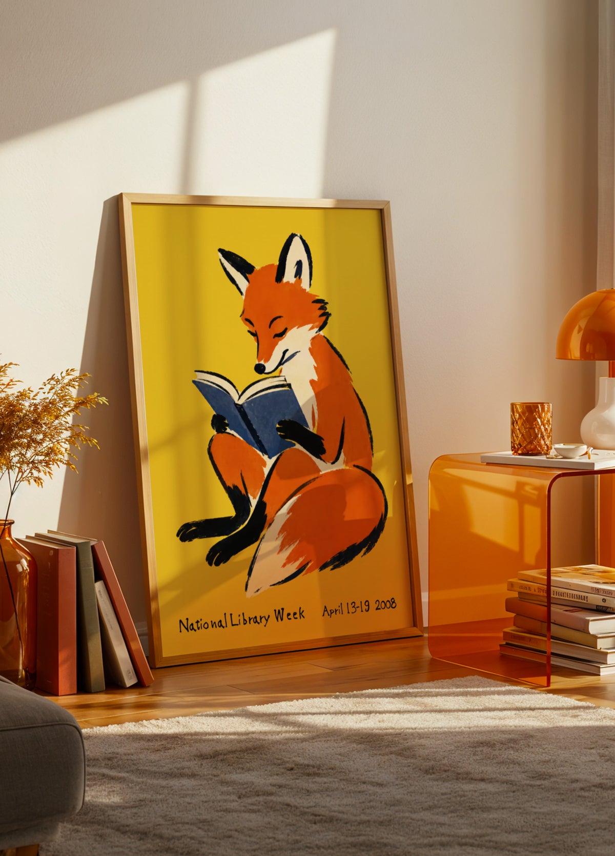Cozy Fox Reading Book - Posterbox