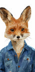 Stylish Fox In Denim Jacket - Posterbox