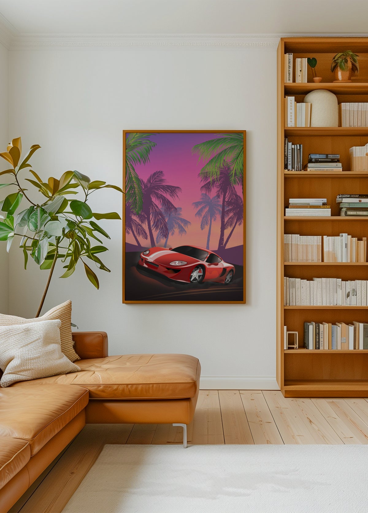 Red Sports Car Sunset - Posterbox