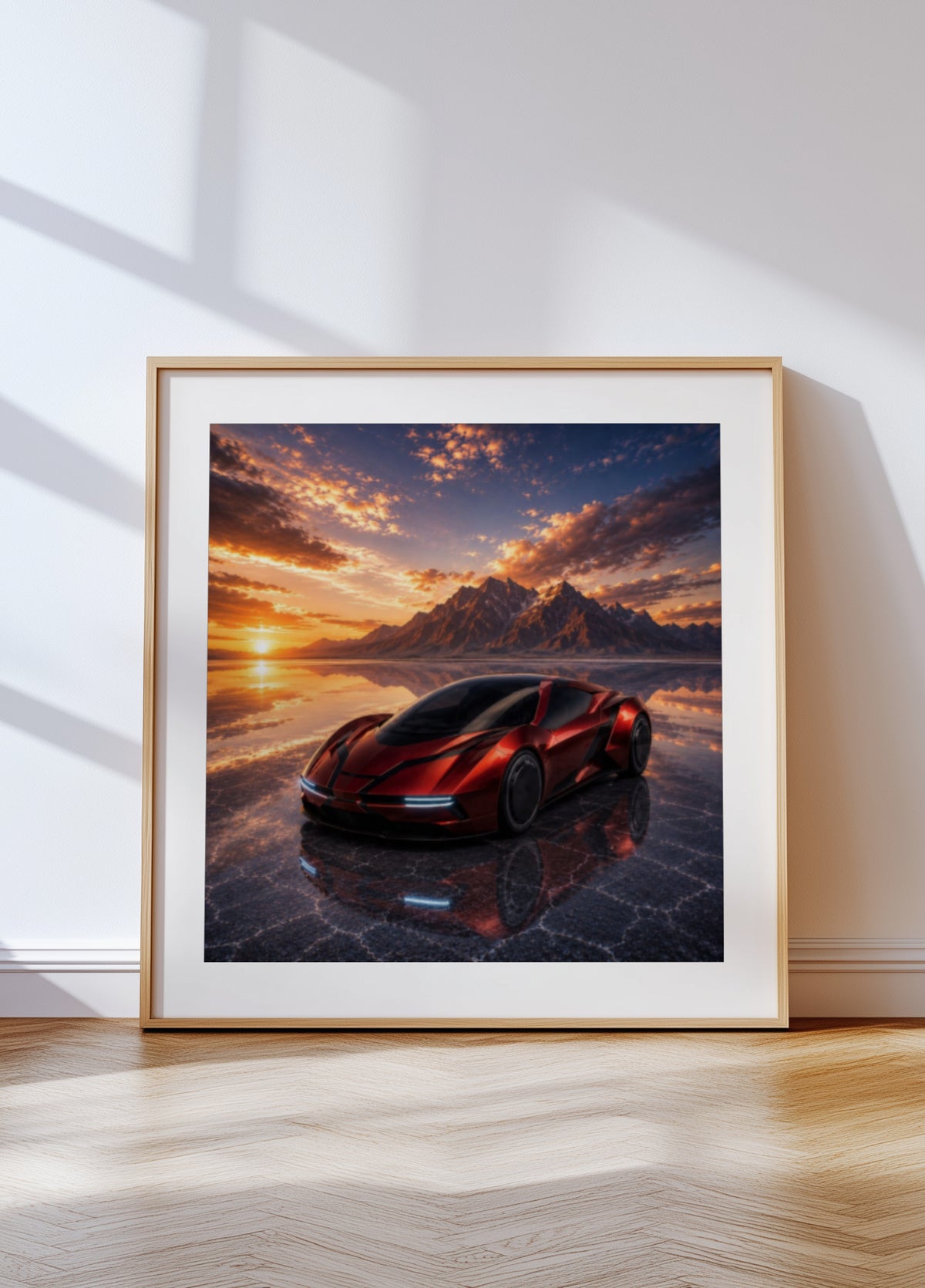 Vibrant Sunset Sports Car - Posterbox