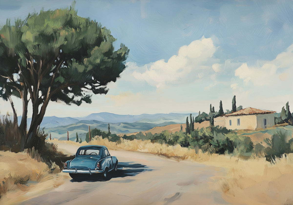 Tuscan Countryside Vintage Car - Posterbox