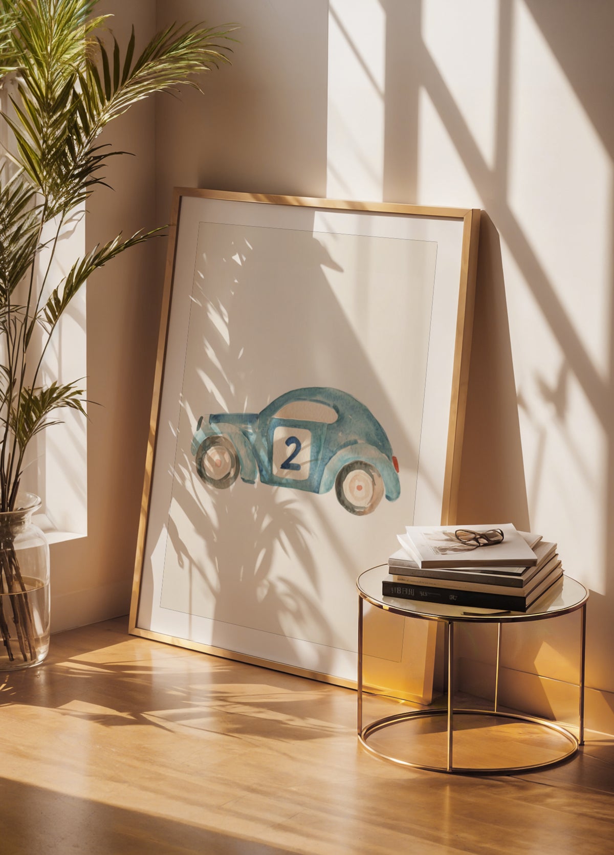 Cute Blue Race Car - Posterbox
