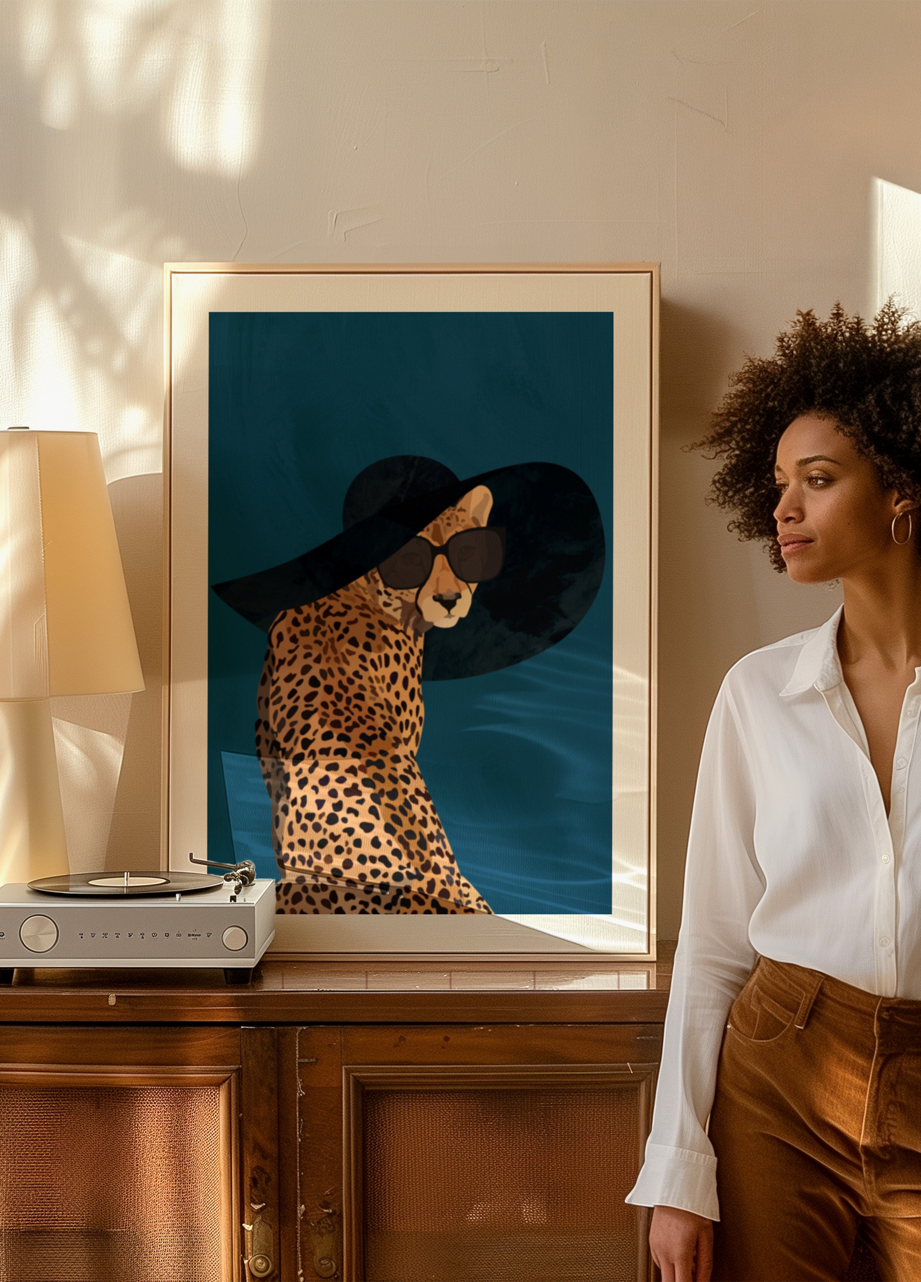 Chic Cheetah in Hat