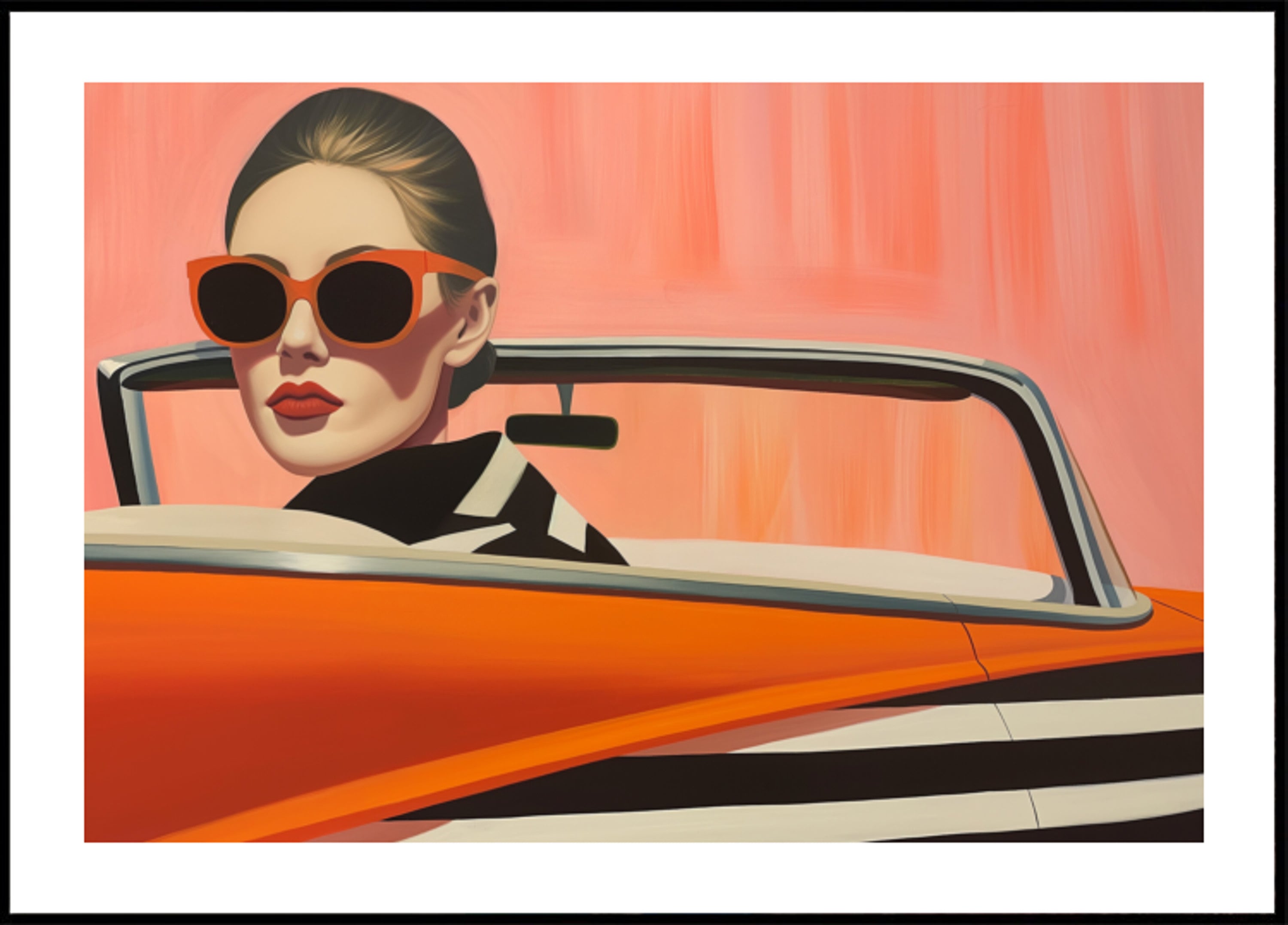 Stylish Woman Orange Car